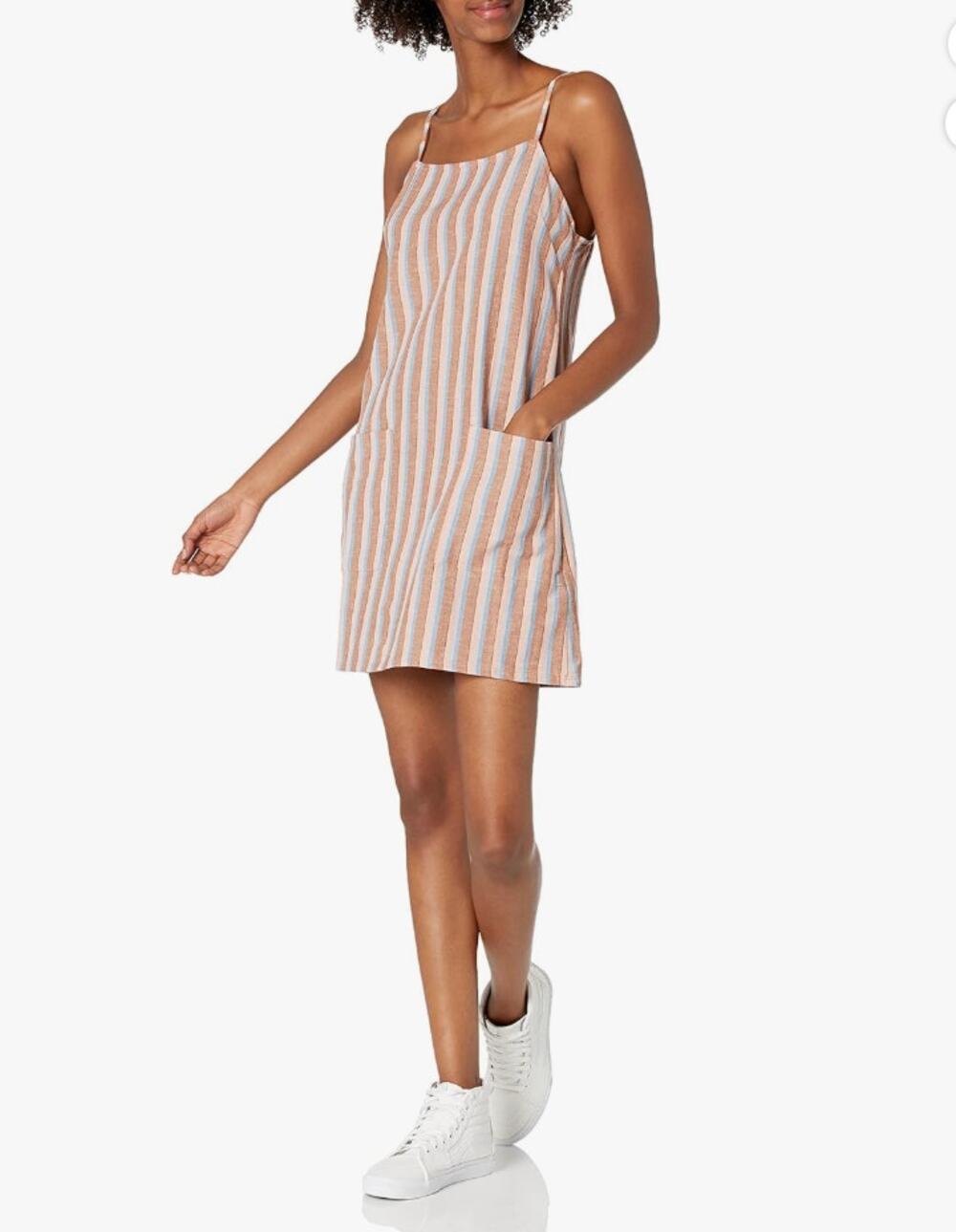 Billabong Stripe Woven Mini Sundress Dress S Small Cotton Flax Viscose